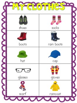 My Clothes Vocabulary! Free by The Struggling Teacher