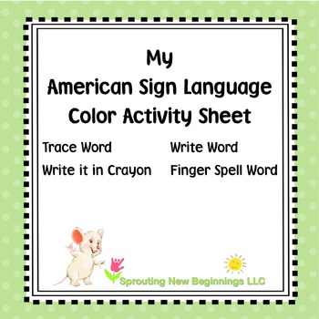 Preview of American Sign Language (ASL) ~My Color Words Activity Sheet