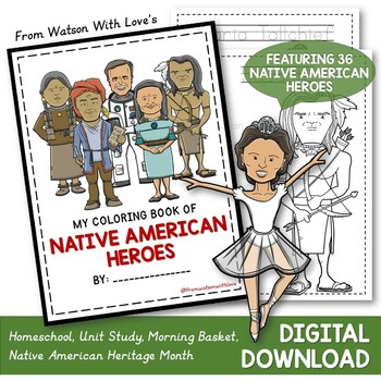 Preview of My Coloring Book of Native American Heroes | Native American Heritage Month