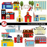 My Community Buildings Set 01 Clipart by Poppydreamz