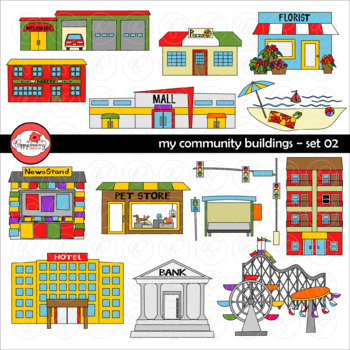 Preview of My Community Buildings Set 02 Clipart by Poppydreamz