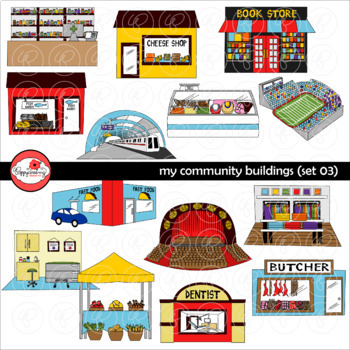 Preview of My Community Buildings Set 03 Clipart by Poppydreamz