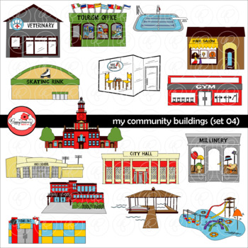 Preview of My Community Buildings Set 04 Clipart by Poppydreamz