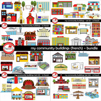 Preview of My Community Buildings in French BUNDLE by Poppydreamz