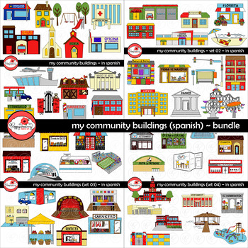Preview of My Community Buildings in Spanish BUNDLE by Poppydreamz