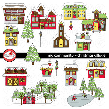 Preview of My Community Christmas Village Clipart by Poppydreamz