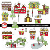My Community Christmas Village Clipart by Poppydreamz