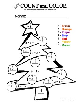 My Count and Color Christmas Tree (Using single-digit addition, up to 10)
