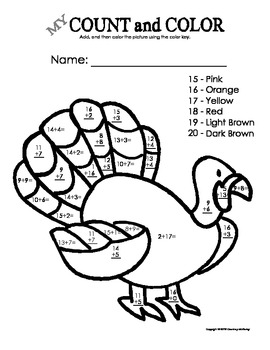 My Count and Color Turkey - Bundle Pack (add & subtract through 20)