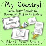US Symbols and Monuments Book Kindergarten 1st Grade Block Print