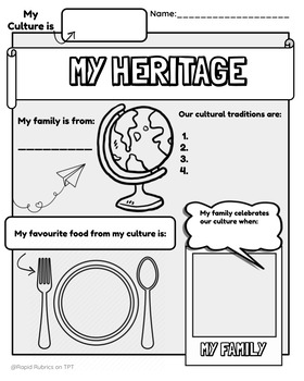 Preview of My Cultural Heritage Primary Junior Coloring Page Activity Culture