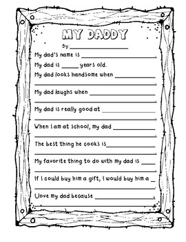 Preview of My Daddy Dad Poem for Father's Day Template
