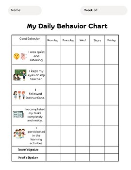 Preview of My Daily Behavior Chart (American/British English Version)
