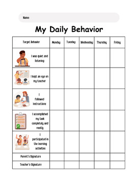 My Daily Behavior Chart (English version) by Jamie Bushey | TPT
