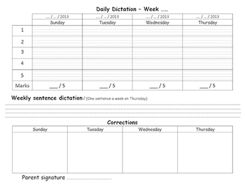 My Daily Dictation Sheet by Teacher Hessa | Teachers Pay Teachers