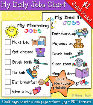Preview of My Daily Jobs - Printable Chore Chart or Checklist Download