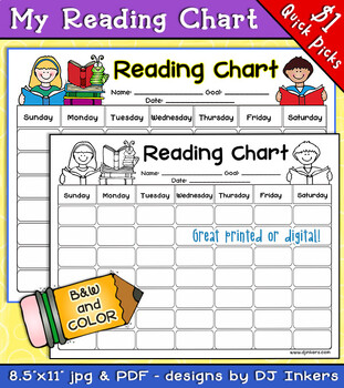 Preview of My Daily Reading Chart - Printable or Digital