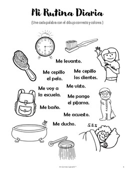 daily written schedule for kids in spanish