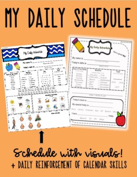 Preview of My Daily Schedule Worksheet with visuals - great for students with Autism!