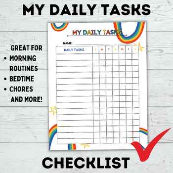 My Daily Task Sheets | Kids Checklist | Daily Routine Checklist | Bedtime