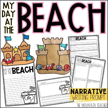 Preview of My Day At the Beach Sandcastle Craft and Ocean Themed Writing Prompt
