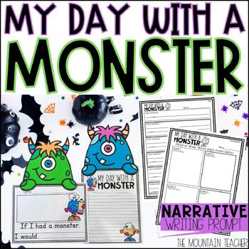 Preview of My Day with a Monster Craft, October Writing Prompt and Halloween Bulletin Board