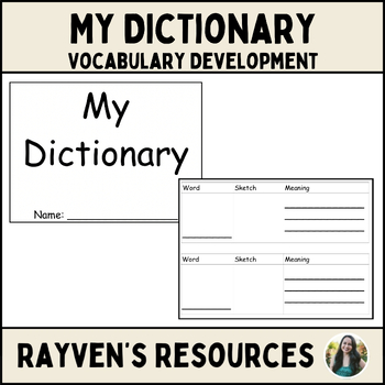 Preview of My Dictionary Vocabulary Development English Language Development 1st Grade