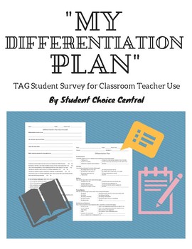 Preview of My Differentiation Plan - TAG Student Survey
