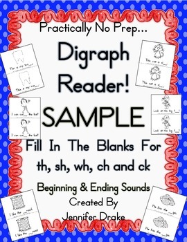 Preview of My Digraph Book!  FREE Sampler for Initial & Ending Sound Sh, Th, Ch, Wh & Ck