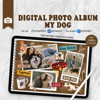 Preview of My Dog Digital Photo Album, Scrapbook Journal, Dog Owner Gifts, Sticker Packs