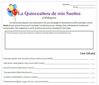 Preview of My Dream Quinceañera: Planning Project