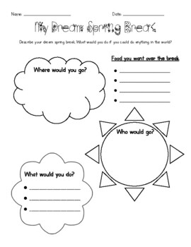 Preview of My Dream Spring Break (Graphic Organizer and Writing Template)