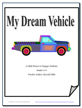 Preview of My Dream Vehicle Gr 6-9 Math Project: Percents, Interest, Decimals