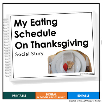 Preview of My Eating Schedule on Thanksgiving Social Story | EDITABLE