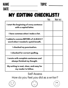 Preview of My Editing Checklist!