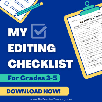 My Editing Checklist by The Teacher Treasury | Teachers Pay Teachers