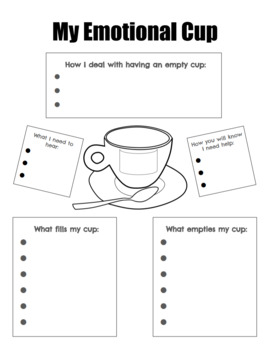 Preview of My Emotional Cup - Mental Health & Self Care Reflection