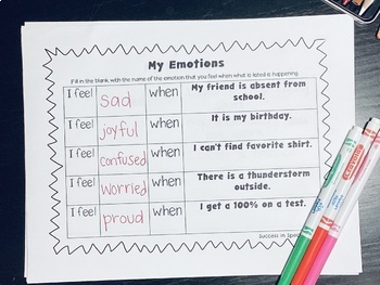 social skills special education exploring emotions worksheets tpt