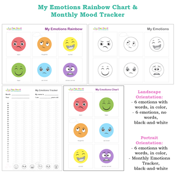 Preview of My Emotions Rainbow Chart / Monthly Mood Tracker / Social Emotional Learning