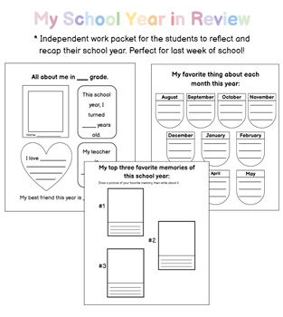 Preview of My End of Year Recap Book - Independent Work Packet for Last Week of School