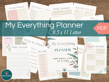 Preview of My Everything Planner Watercolor Aesthetic Journal for Every Day | Homeschool