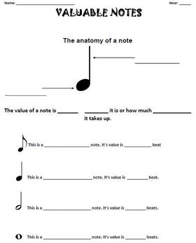 Preview of My FAVORITE Note Value Handout!