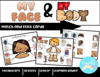 Preview of My Face & My Body Match and Stick Cards