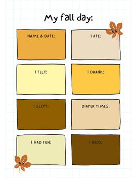 Preview of My Fall Day Fall Themed Daily Report Sheet for Parents of Babies and Toddlers