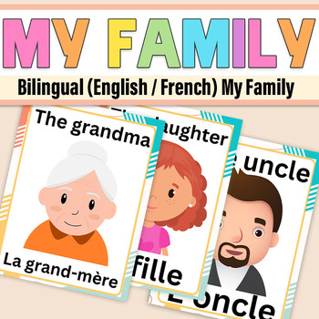 Preview of My Family Bilingual (English / French) My Family Vocabulary for kindergarten