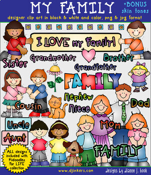 Preview of My Family Clip Art for Kids, Parents and Family Fun