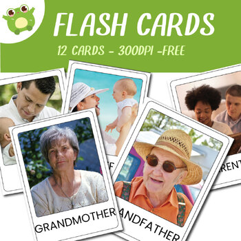 Preview of My Family Flash Cards Vocabulary ESL Preschool Kindergartens Montessori