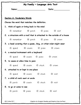 with idioms worksheet animals 2nd Journeys Language My ~ Family Test ~ ~ HMH Arts Grade