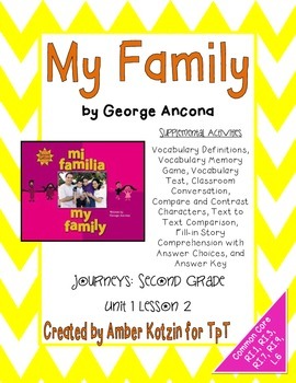 Preview of My Family Supplemental Activities 2nd Grade Journeys Unit 1, Lesson 2