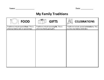 Preview of My Family Traditions - Graphic Organizer